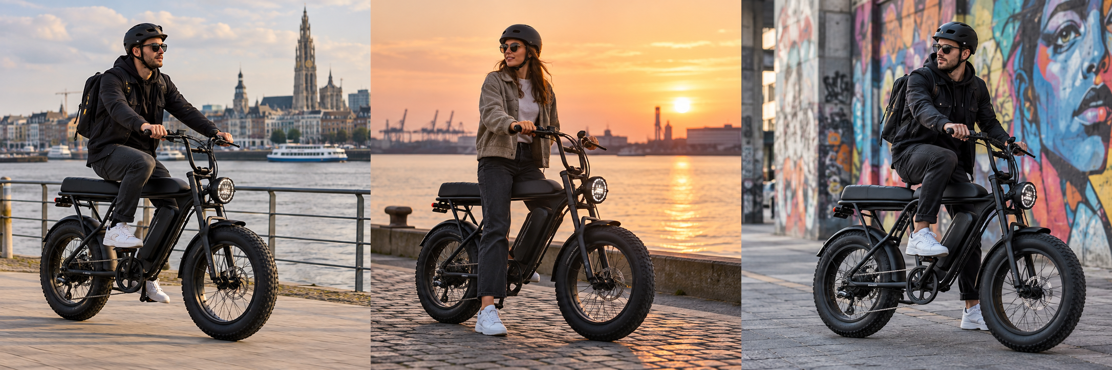 Sfeerbeeld: volwassen fietser met een fatbike aan de Schelde
